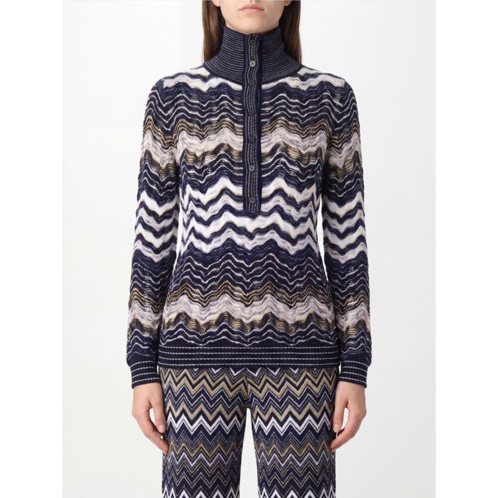 Missoni Women Missoni Slim Fit Multicolour Zig-Zag Wool Turtleneck Jumper